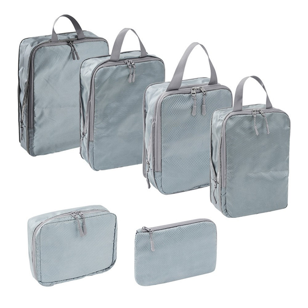 Set of 6Pcs Travel Compression Packing Cubes Suitcase Organizer Bag Luggage Storage Grey