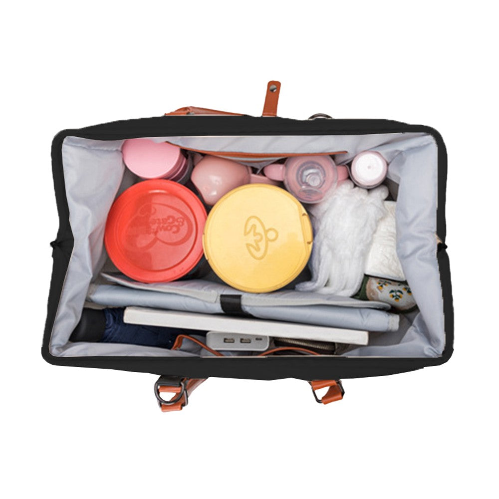 Set of 3Pcs Large Capacity Diaper Tote Bag Mommy Bag Hospital Bag Travel Overnight Bag with Shoulder Strap Black