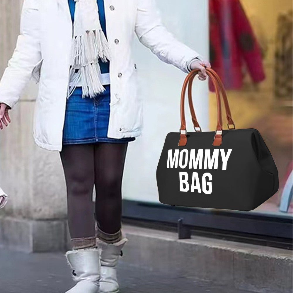 Set of 3Pcs Large Capacity Diaper Tote Bag Mommy Bag Hospital Bag Travel Overnight Bag with Shoulder Strap Black