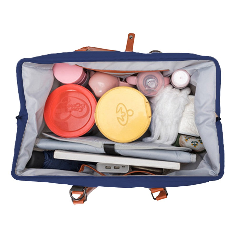 Set of 3Pcs Large Capacity Diaper Tote Bag Mommy Bag Hospital Bag Travel Overnight Bag with Shoulder Strap Blue