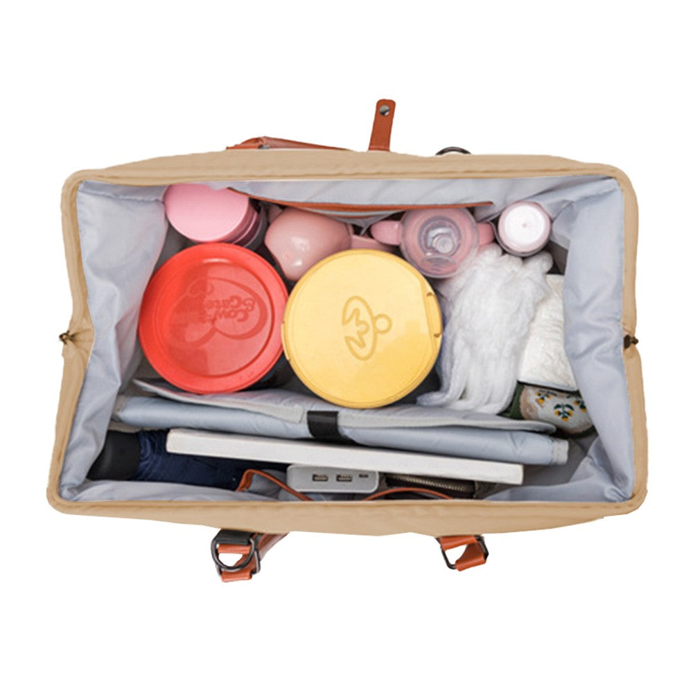 Set of 3Pcs Large Capacity Diaper Tote Bag Mommy Bag Hospital Bag Travel Overnight Bag with Shoulder Strap Khaki