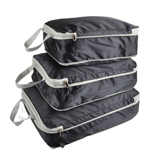 Set of 3Pcs Travel Compressible Packing Cube Pouch Clothes Storage Bags Suitcase Luggage Organizer Black