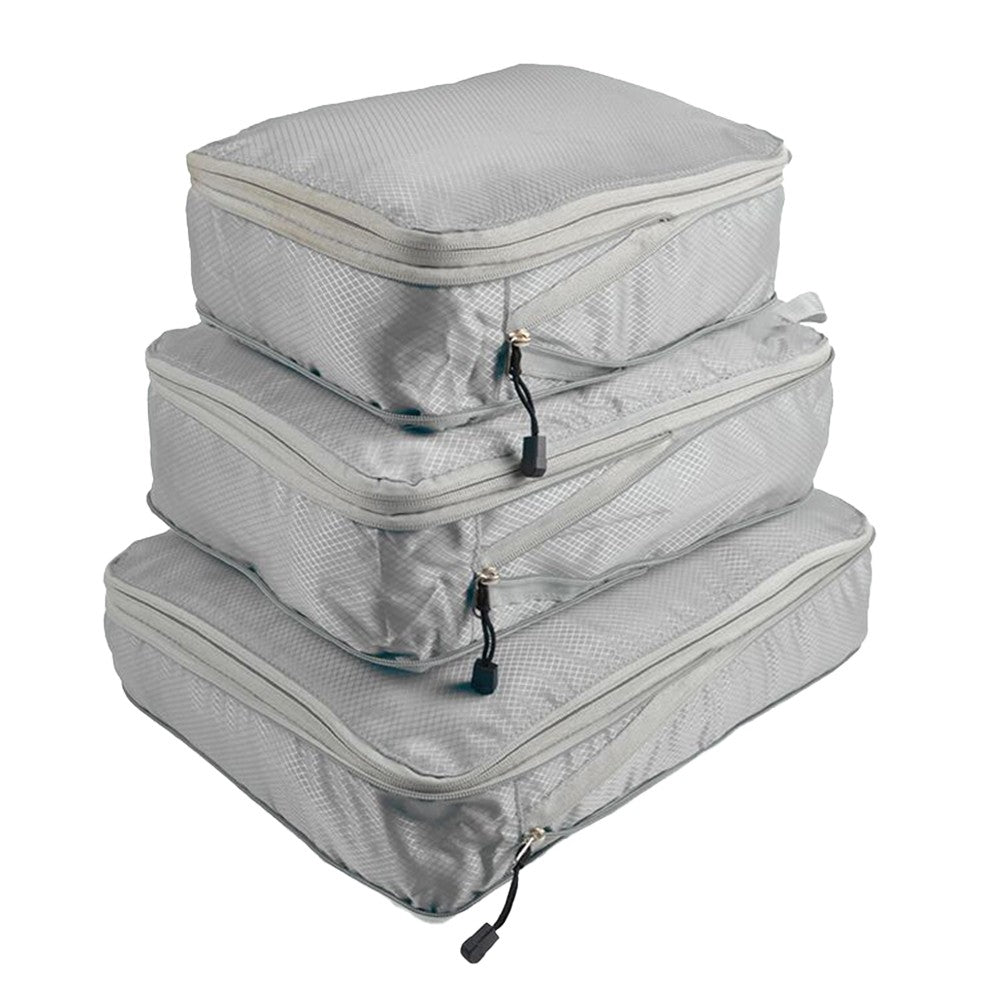 Set of 3Pcs Travel Compressible Packing Cube Pouch Clothes Storage Bags Suitcase Luggage Organizer Grey