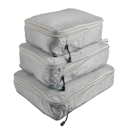 Set of 3Pcs Travel Compressible Packing Cube Pouch Clothes Storage Bags Suitcase Luggage Organizer Grey