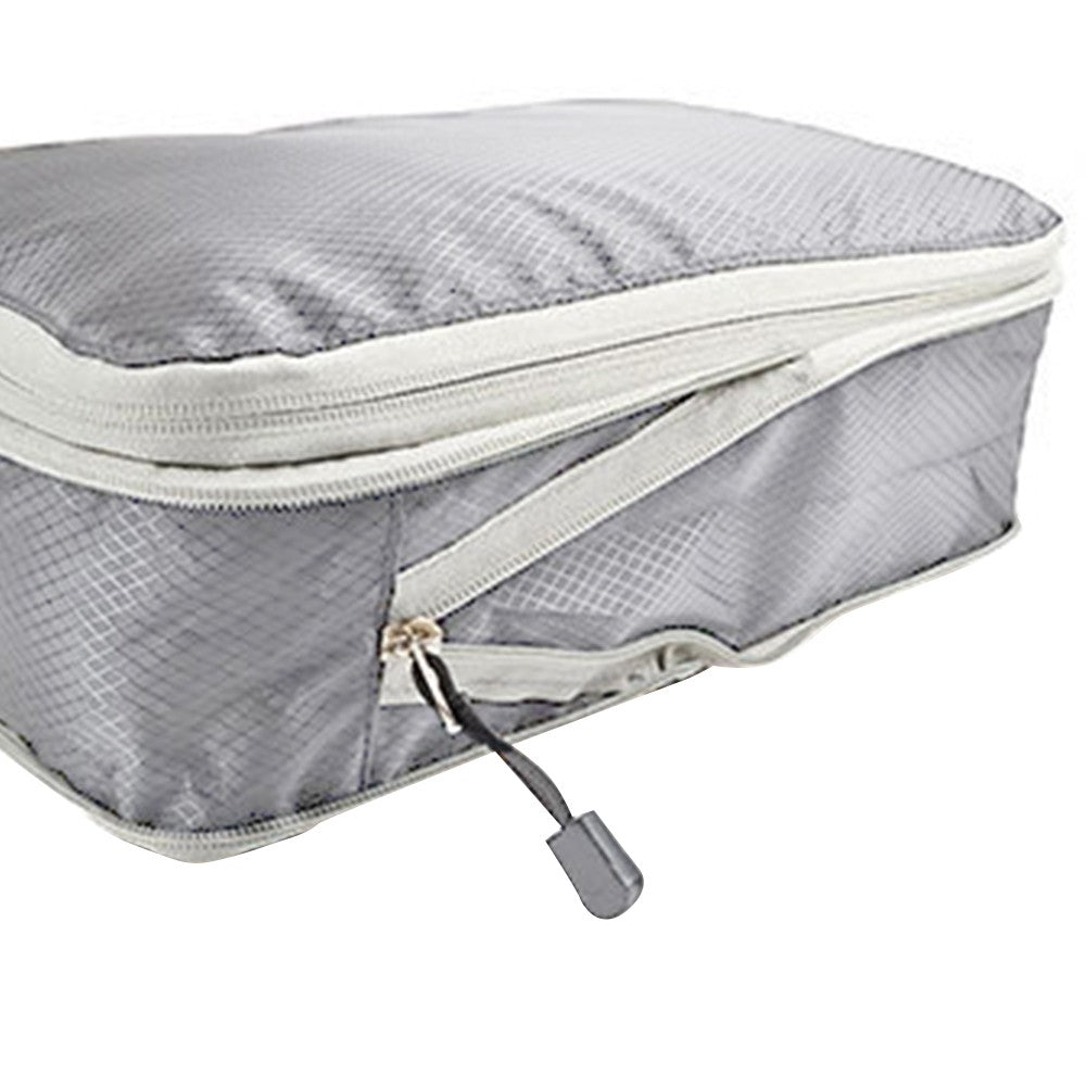 Set of 3Pcs Travel Compressible Packing Cube Pouch Clothes Storage Bags Suitcase Luggage Organizer Grey