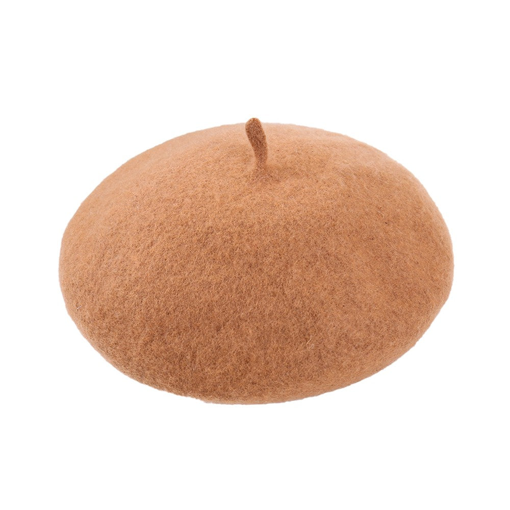 Womens Winter Wool Beret Hat Classic French Style Beanie Cap Solid Color Beret Cap Camel