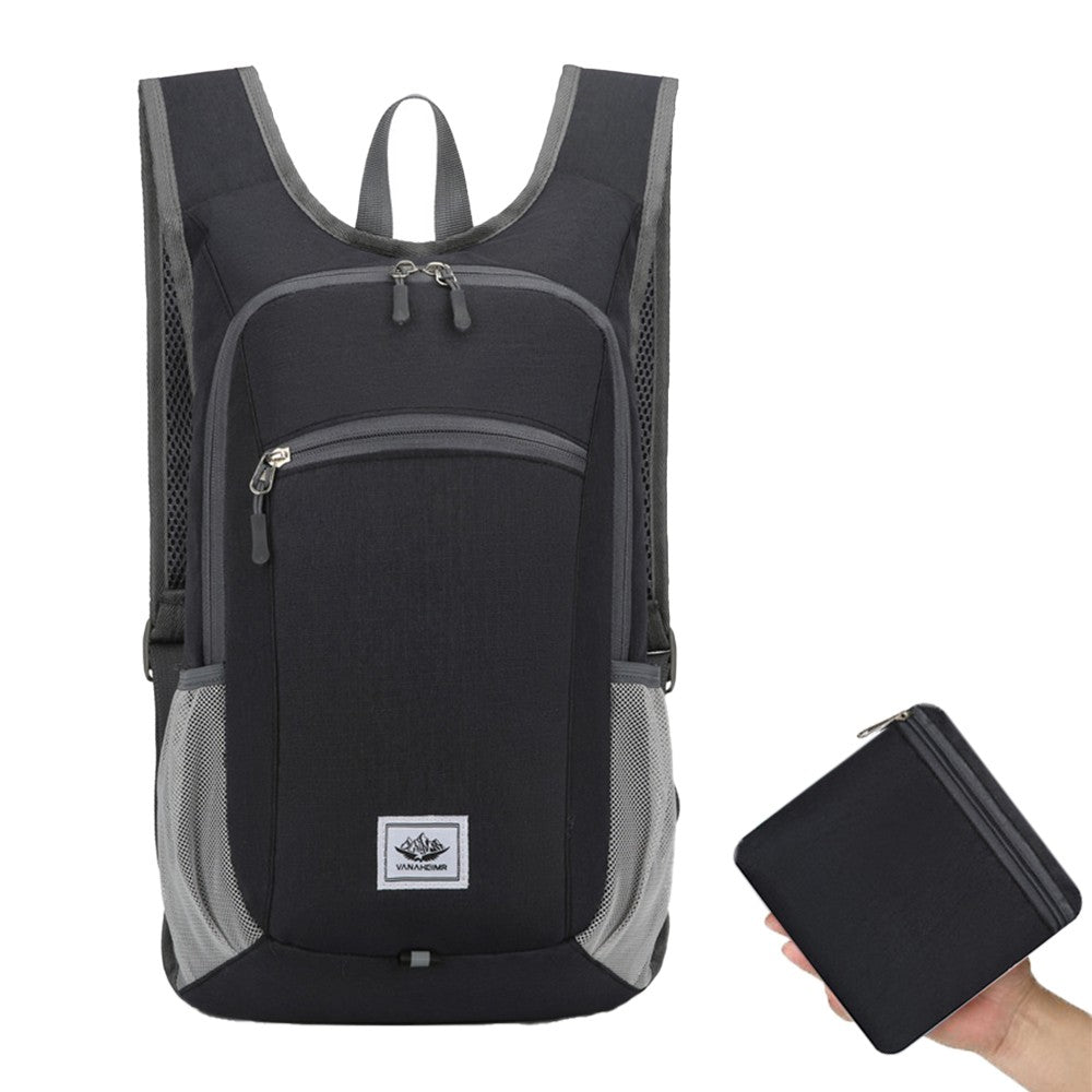 Unisex Foldable Backpack Travel Daypack Hiking Bag Sport Gym Bag Black
