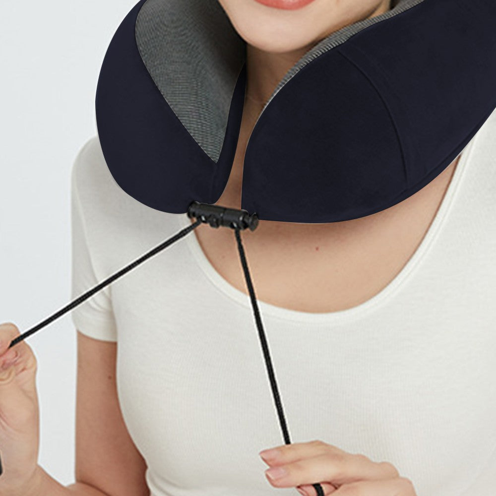 Travel Neck Pillow for Airplane Memory Foam Sleeping Pillow with Eyemask and Earplugs Black