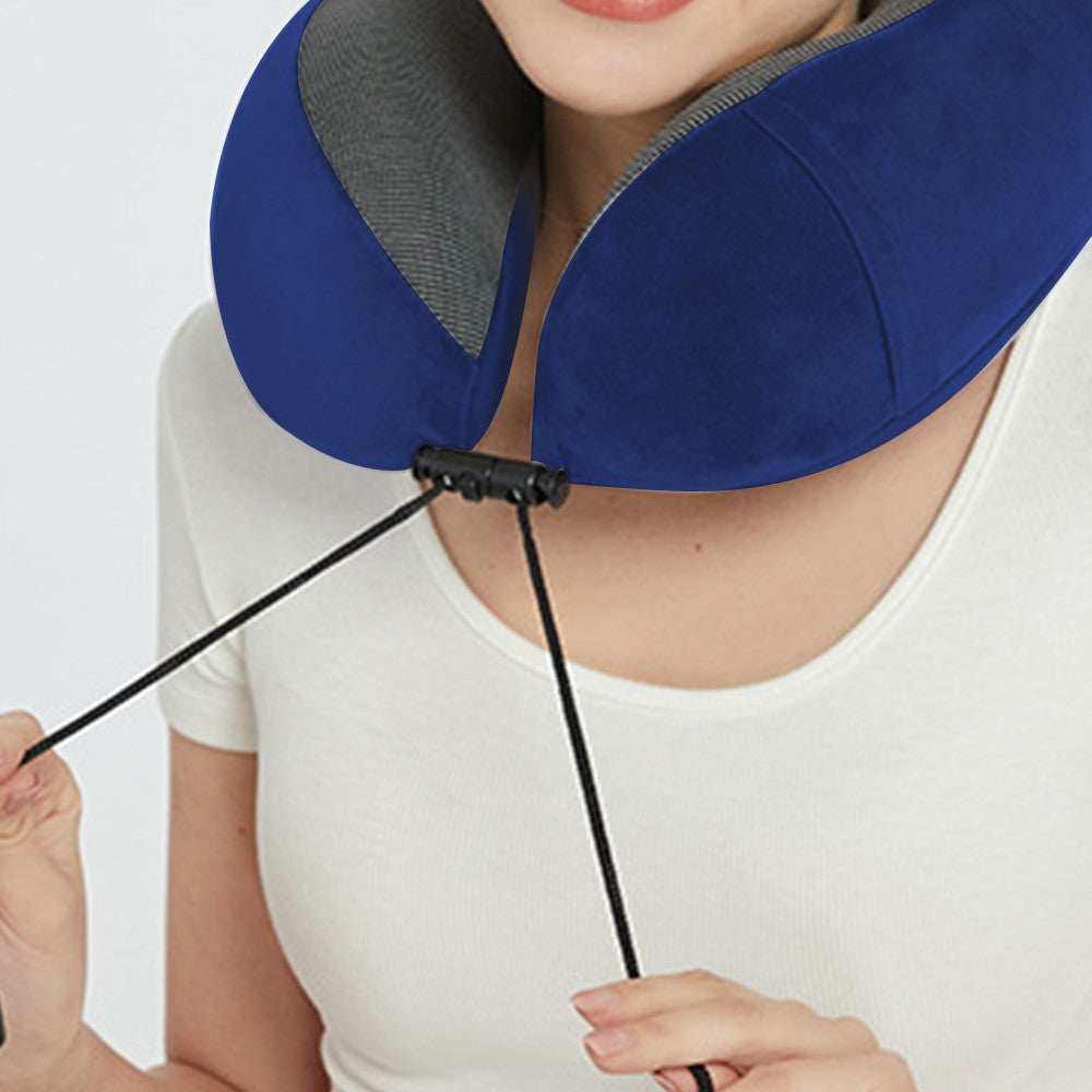 Travel Neck Pillow for Airplane Memory Foam Sleeping Pillow with Eyemask and Earplugs Blue