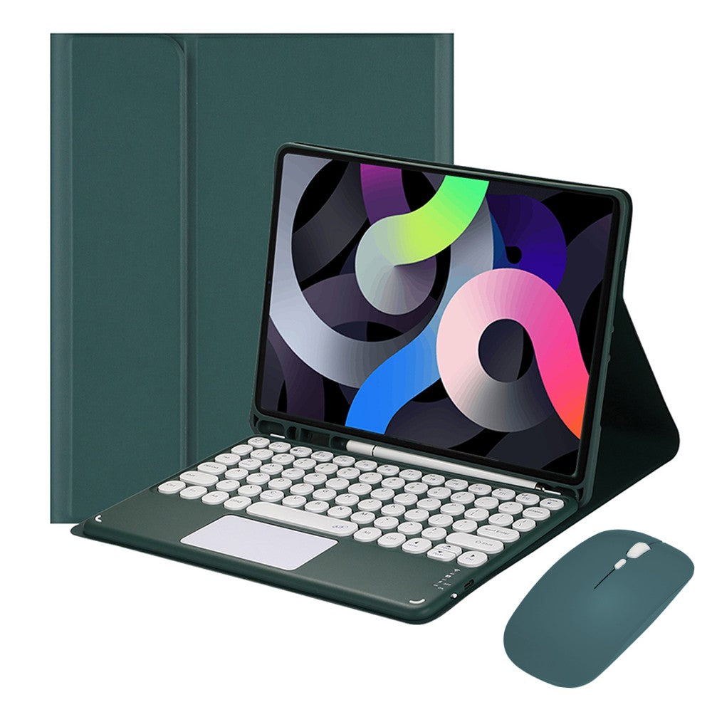 For iPad 10.2 inch Touchpad Bluetooth Keyboard Mouse Protective Case Set Green