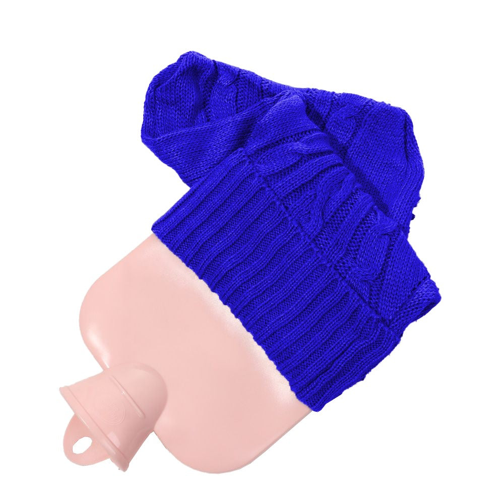 33x22cm Hot Water Bottle Knitted Cover Solid Color Hot Water Bag Cover Sleeves Blue