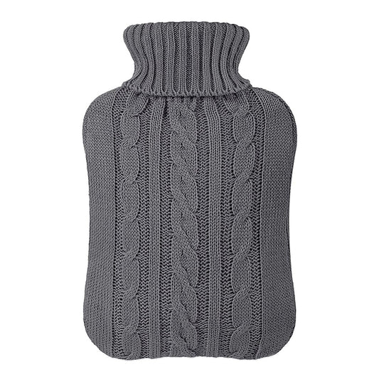 33x22cm Hot Water Bottle Knitted Cover Solid Color Hot Water Bag Cover Sleeves Dark Grey