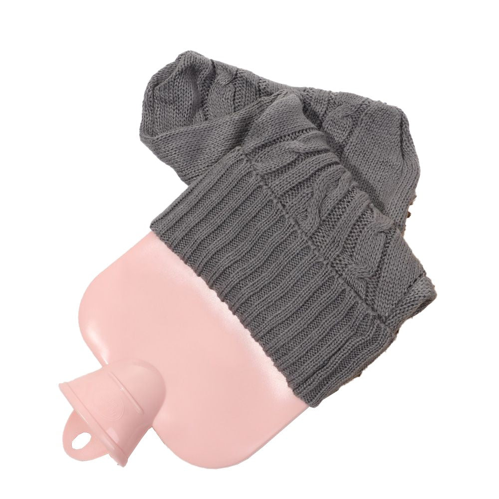 33x22cm Hot Water Bottle Knitted Cover Solid Color Hot Water Bag Cover Sleeves Dark Grey