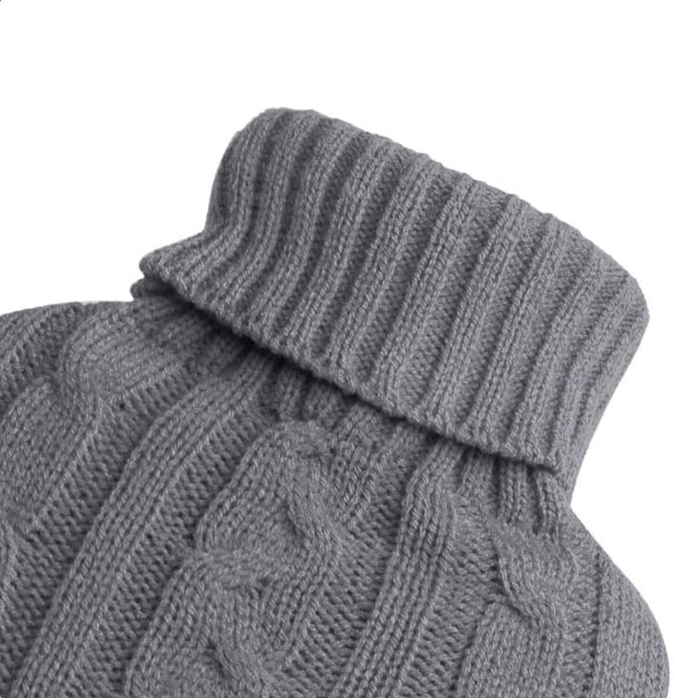 33x22cm Hot Water Bottle Knitted Cover Solid Color Hot Water Bag Cover Sleeves Dark Grey