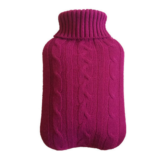 33x22cm Hot Water Bottle Knitted Cover Solid Color Hot Water Bag Cover Sleeves Rose Red