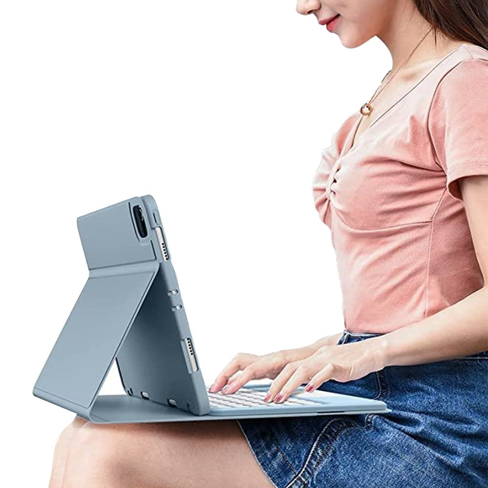 For iPad 9.7 inch Touchpad Bluetooth Keyboard Mouse Protective Case Set Blue