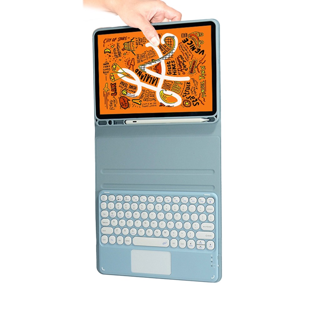 For iPad 10.9 inch Touchpad Bluetooth Keyboard Mouse Protective Case Set Blue