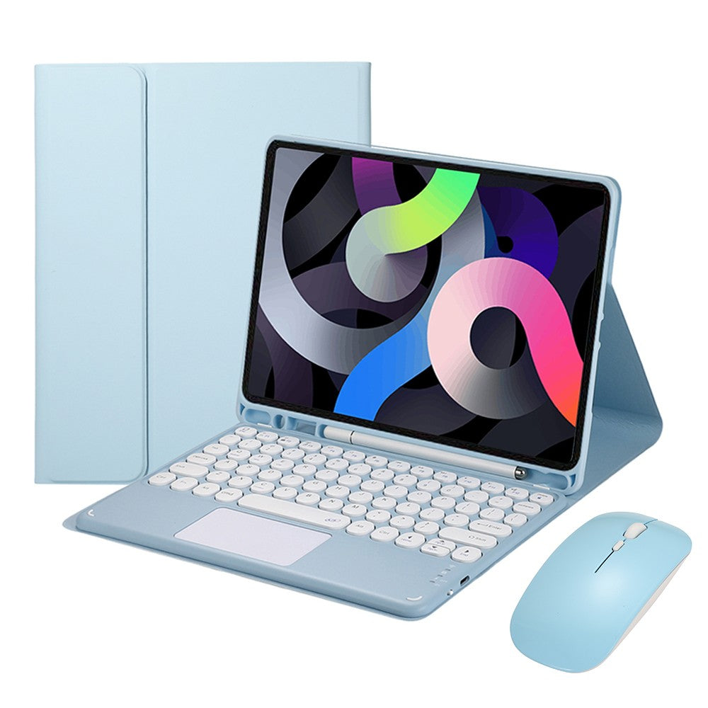 For iPad 10.2 inch Touchpad Bluetooth Keyboard Mouse Protective Case Set Blue