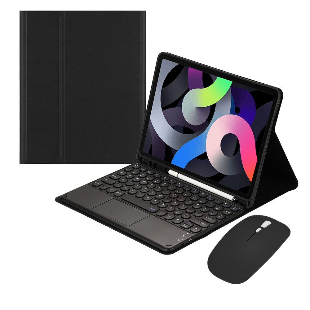 For iPad 10.2 inch Touchpad Bluetooth Keyboard Mouse Protective Case Set Black