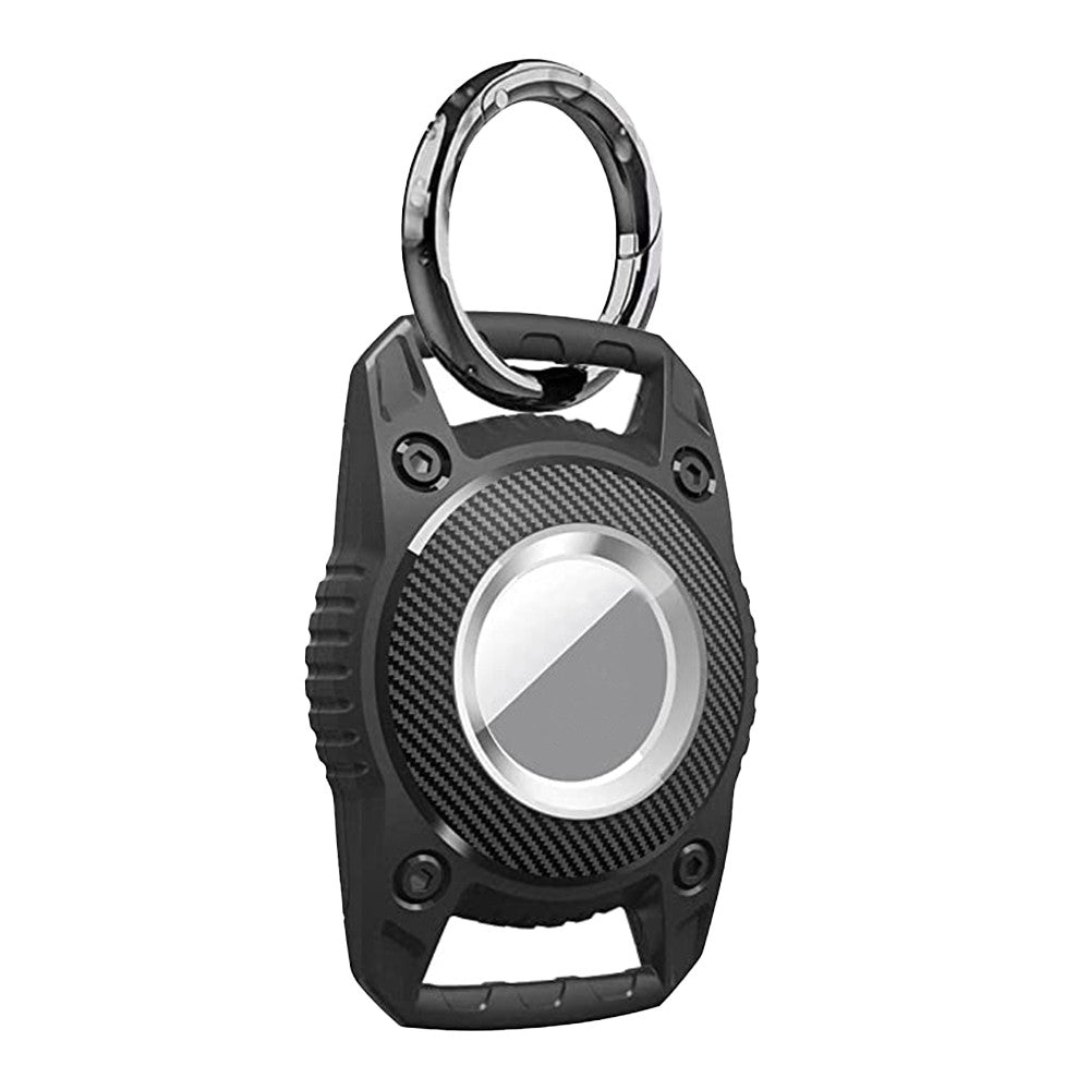 For Apple AirTag Dog Collar Holder Full Cover Tracker Protective Case with Key Ring Black