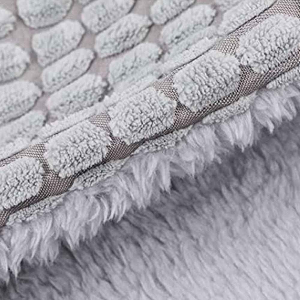 70cm Pet Bed with Attached Blanket Hooded Pet Calming Bed Cushioned Pet Cave Bed Grey