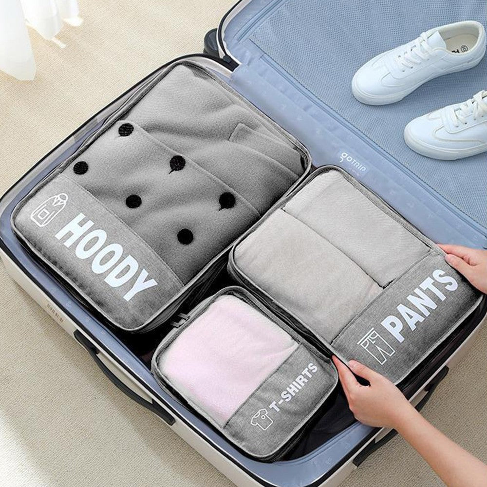 Set of 3Pcs Travel Compression Packing Cubes Clothes Storage Bag Luggage Organizer Grey