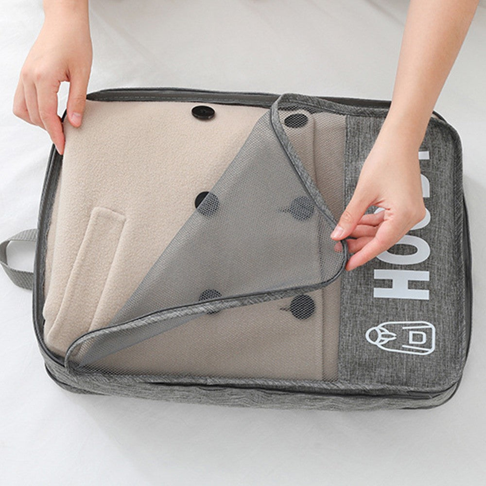 Set of 3Pcs Travel Compression Packing Cubes Clothes Storage Bag Luggage Organizer Grey