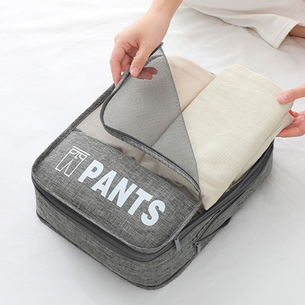 Set of 3Pcs Travel Compression Packing Cubes Clothes Storage Bag Luggage Organizer Grey
