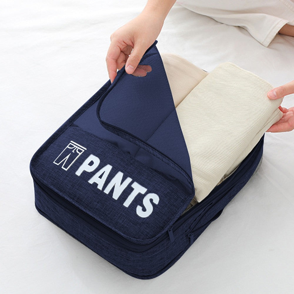 Set of 3Pcs Travel Compression Packing Cubes Clothes Storage Bag Luggage Organizer Navy Blue