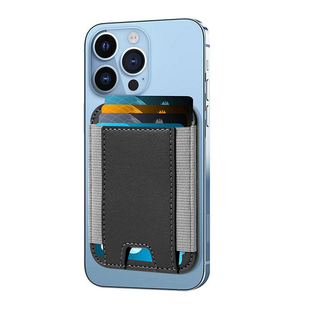 Magnetic Card Wallet Holder PU Leather Wallet Pocket for iPhone 12/13/14 Series Black