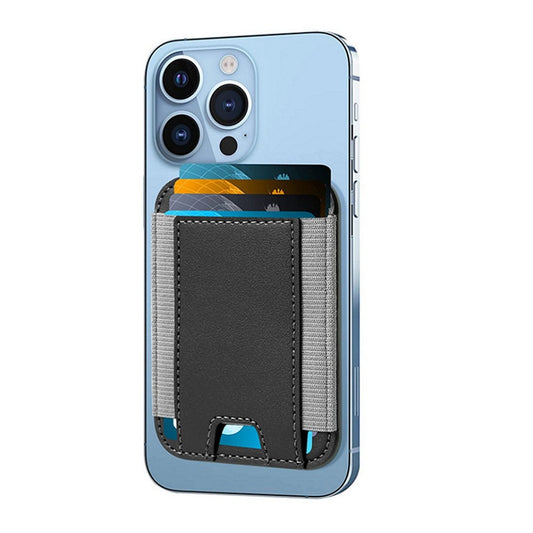 Magnetic Card Wallet Holder PU Leather Wallet Pocket for iPhone 12/13/14 Series Black