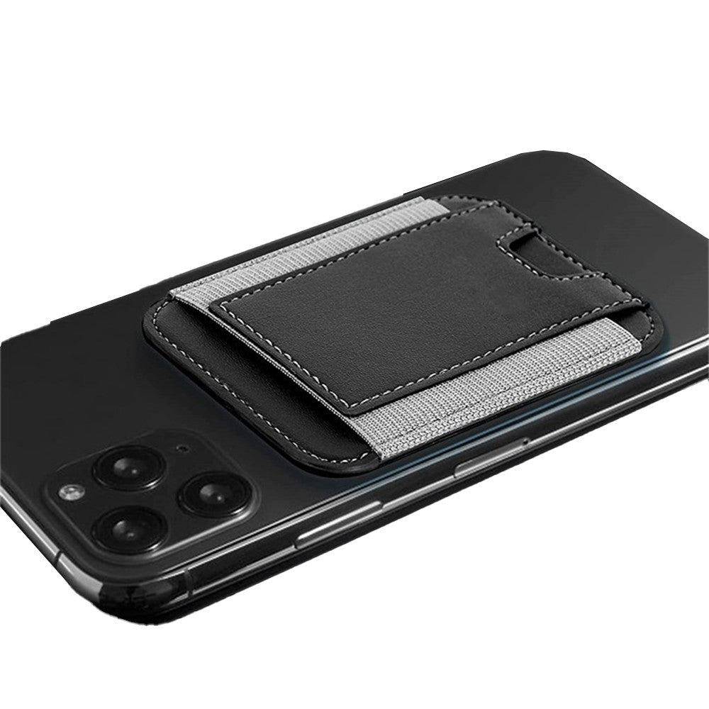 Magnetic Card Wallet Holder PU Leather Wallet Pocket for iPhone 12/13/14 Series Black