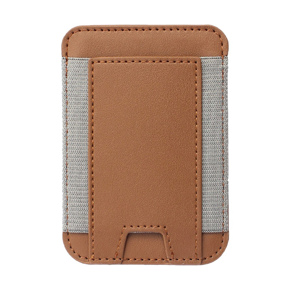 Magnetic Card Wallet Holder PU Leather Wallet Pocket for iPhone 12/13/14 Series Brown