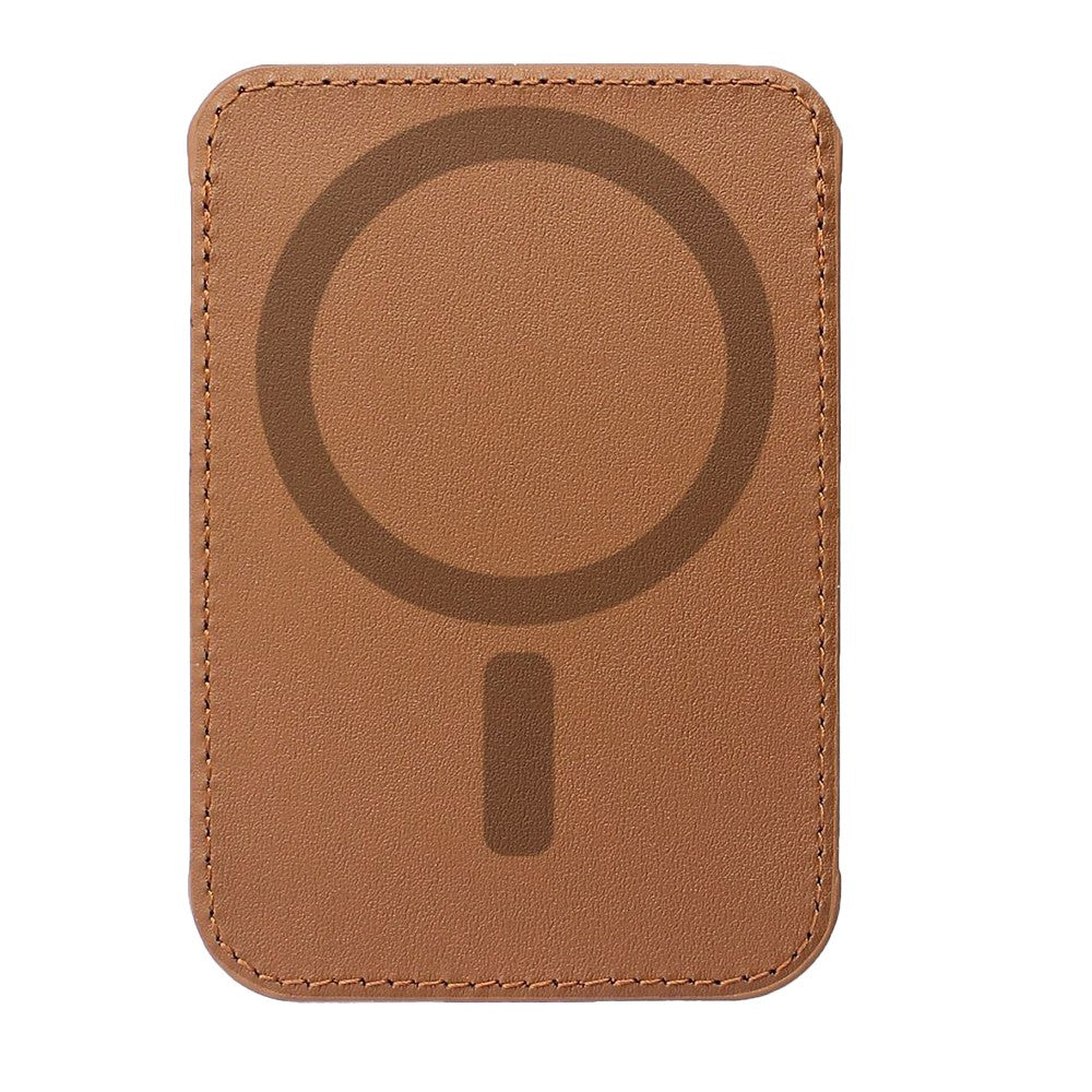 Magnetic Card Wallet Holder PU Leather Wallet Pocket for iPhone 12/13/14 Series Brown