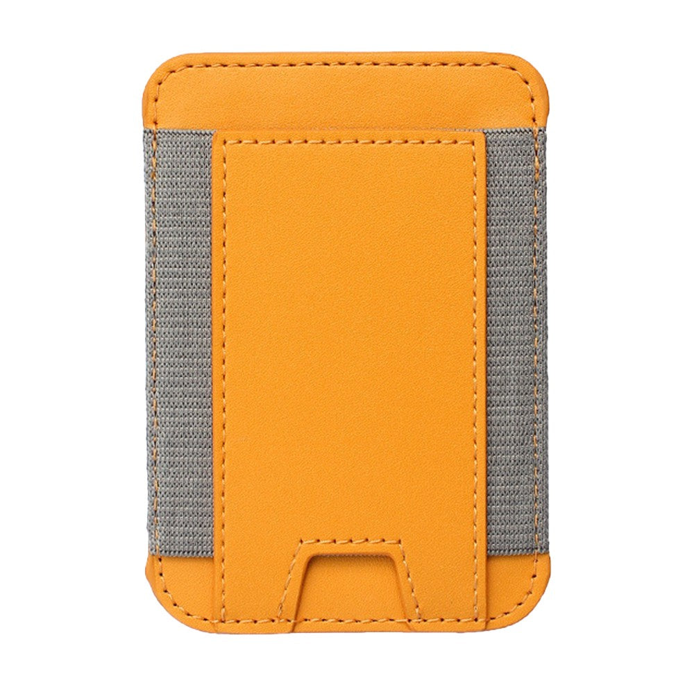 Magnetic Card Wallet Holder PU Leather Wallet Pocket for iPhone 12/13/14 Series Yellow