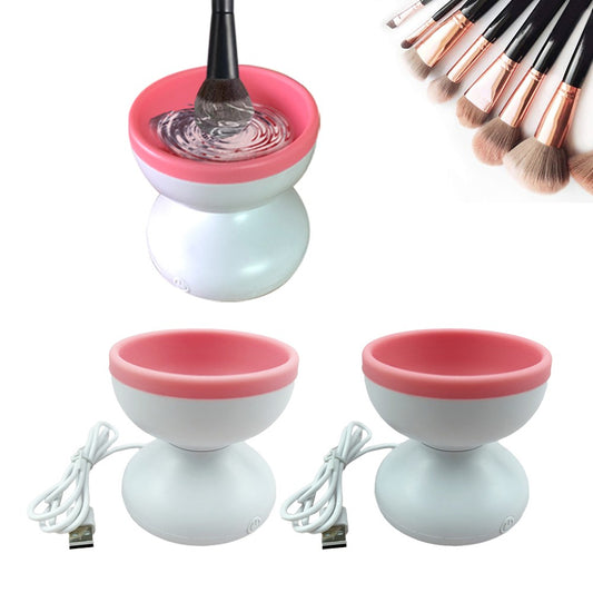2 X Electric Makeup Brush Cleaner Machine USB Cosmetic Brush Cleaning Tools Painting Brush Cleaner