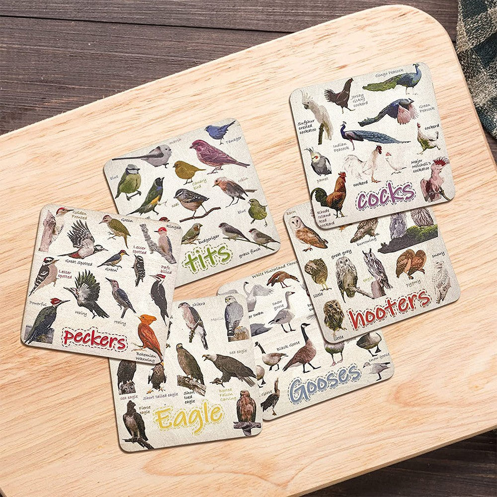 12Pcs Funny Bird Pun Coasters Drink Coasters Non Slip Coffee Cup Mats Mug Pad