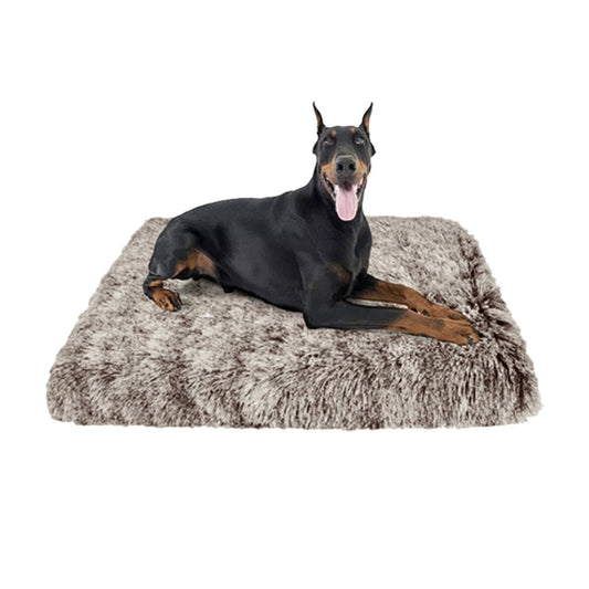 100x60cm Plush Pet Bed Soft Anti-Slip Dog Crate Bed Cat Sleeping Mat Calming Bed Coffee