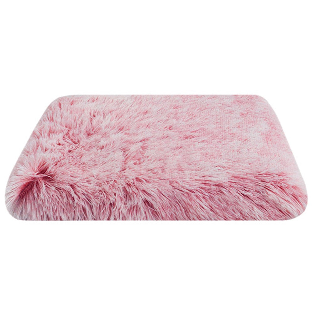 75x50cm Plush Pet Bed Soft Anti-Slip Dog Crate Bed Cat Sleeping Mat Calming Bed Pink