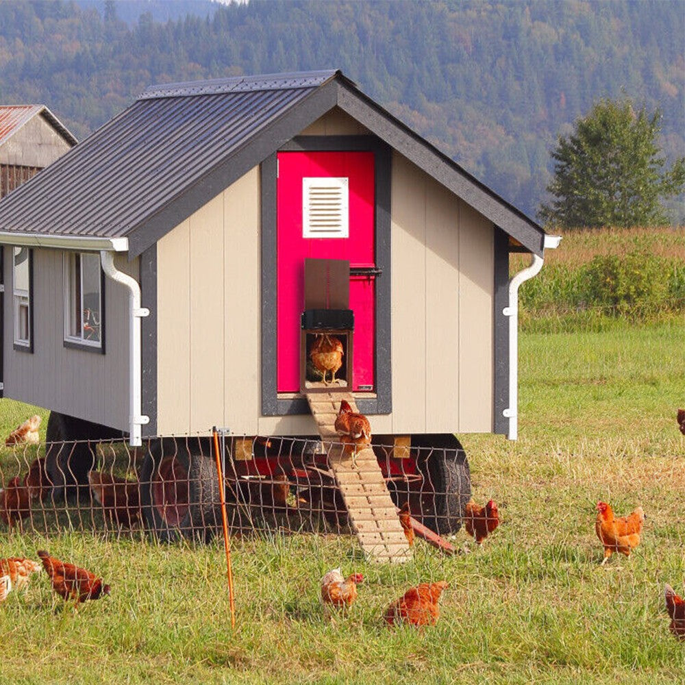 Automatic Chicken Coop Door Opener Battery Powered Light Sensor Poultry House Door Brown