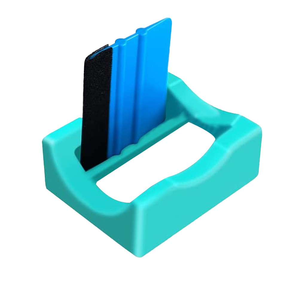 Silicone Cup Cradle Holder for Tumblers with Felt Decal Scraper for Crafting DIY Decals Blue