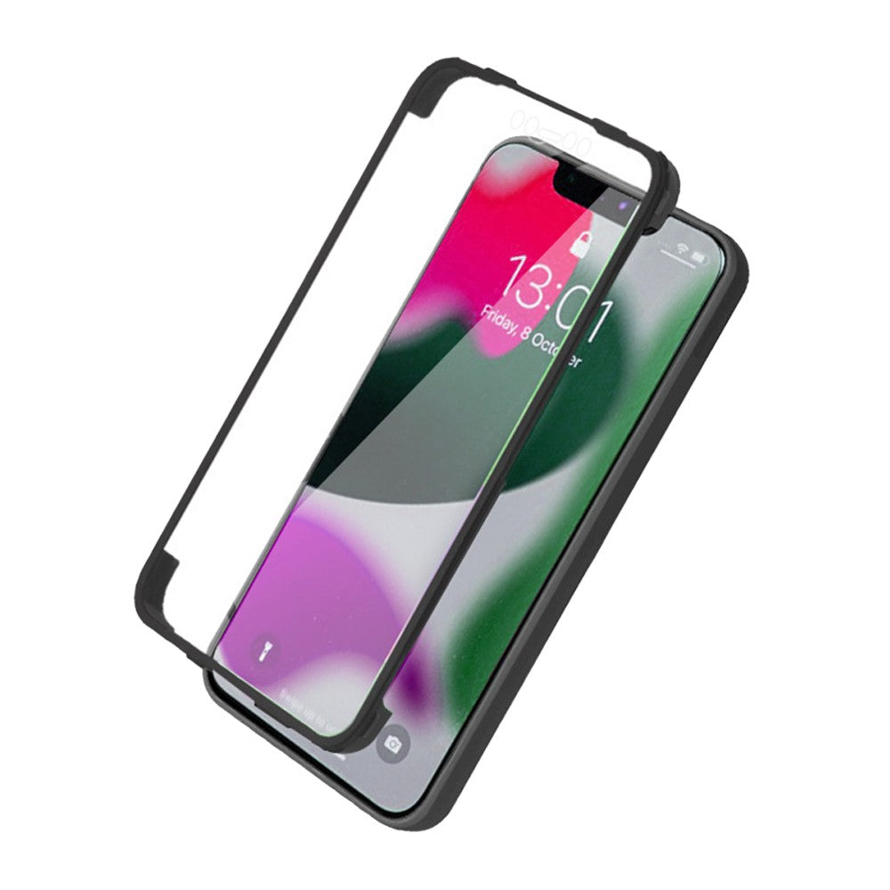 For iPhone 14 Plus Full Body Clear Bumper Phone Case Anti-scratch Screen Protector Black