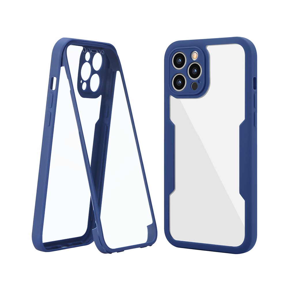 For iPhone 14 Pro Full Body Clear Bumper Phone Case Anti-scratch Screen Protector Blue