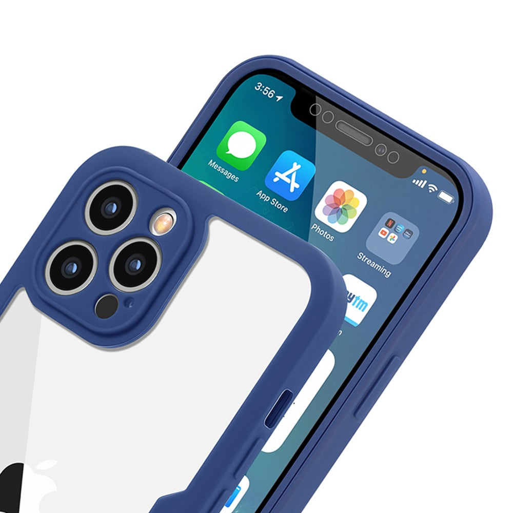 For iPhone 14 Promax Full Body Clear Bumper Phone Case Anti-scratch Screen Protector Blue