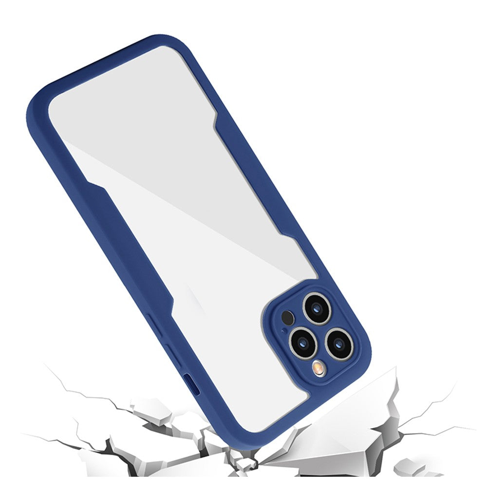 For iPhone 14 Pro Full Body Clear Bumper Phone Case Anti-scratch Screen Protector Blue