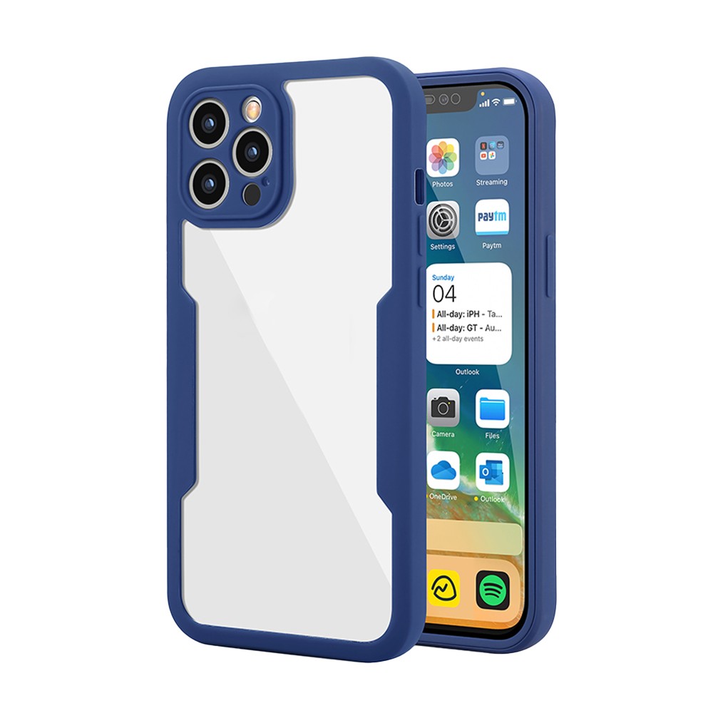 For iPhone 14 Promax Full Body Clear Bumper Phone Case Anti-scratch Screen Protector Blue