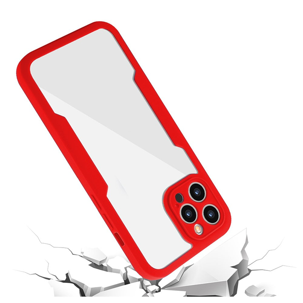 For iPhone 14 Pro Full Body Clear Bumper Phone Case Anti-scratch Screen Protector Red