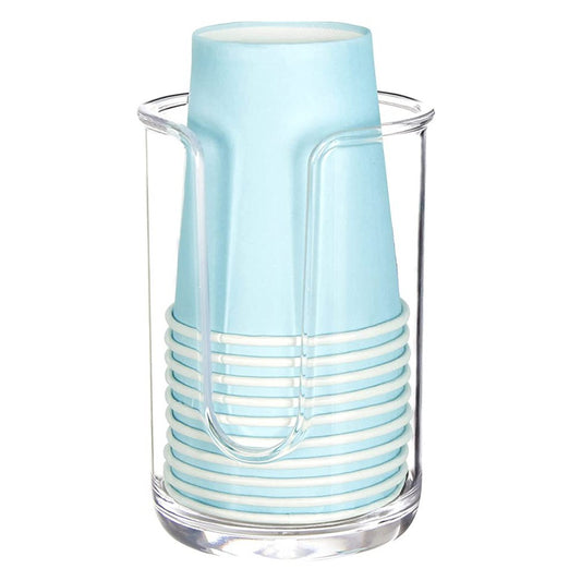 1 X Disposable Mouthwash Cups Dispenser Paper Cup Storage Container Cotton Pads Holder Clear