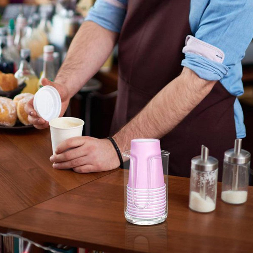 2 X Disposable Mouthwash Cups Dispenser Paper Cup Storage Container Cotton Pads Holder Clear