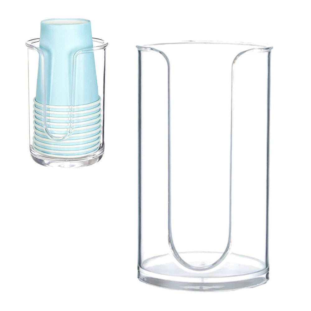 2 X Disposable Mouthwash Cups Dispenser Paper Cup Storage Container Cotton Pads Holder Clear